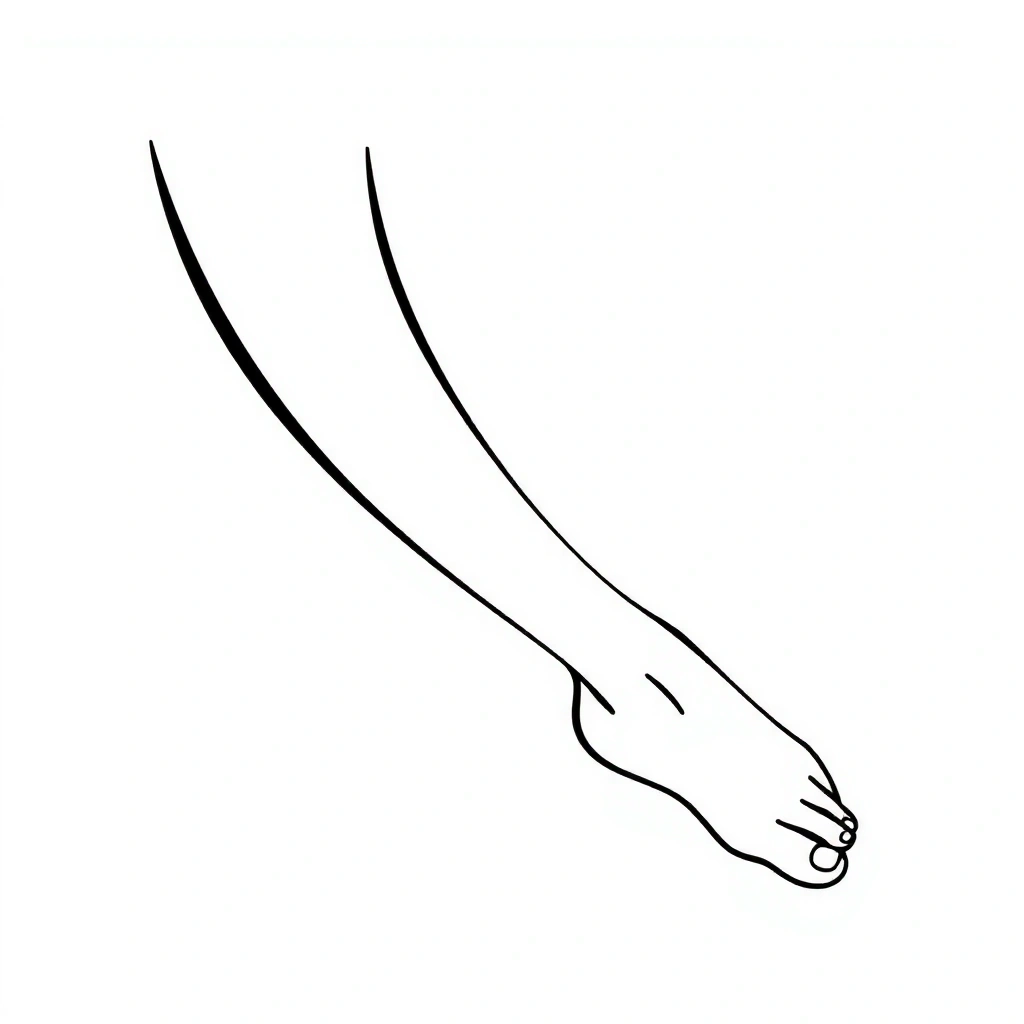 Ilustracja przedstawiająca symboliczny kontur nogi w stylu minimalistycznym